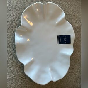 Nautica Glossy White Melamine Ruffled Edge Serving Platter